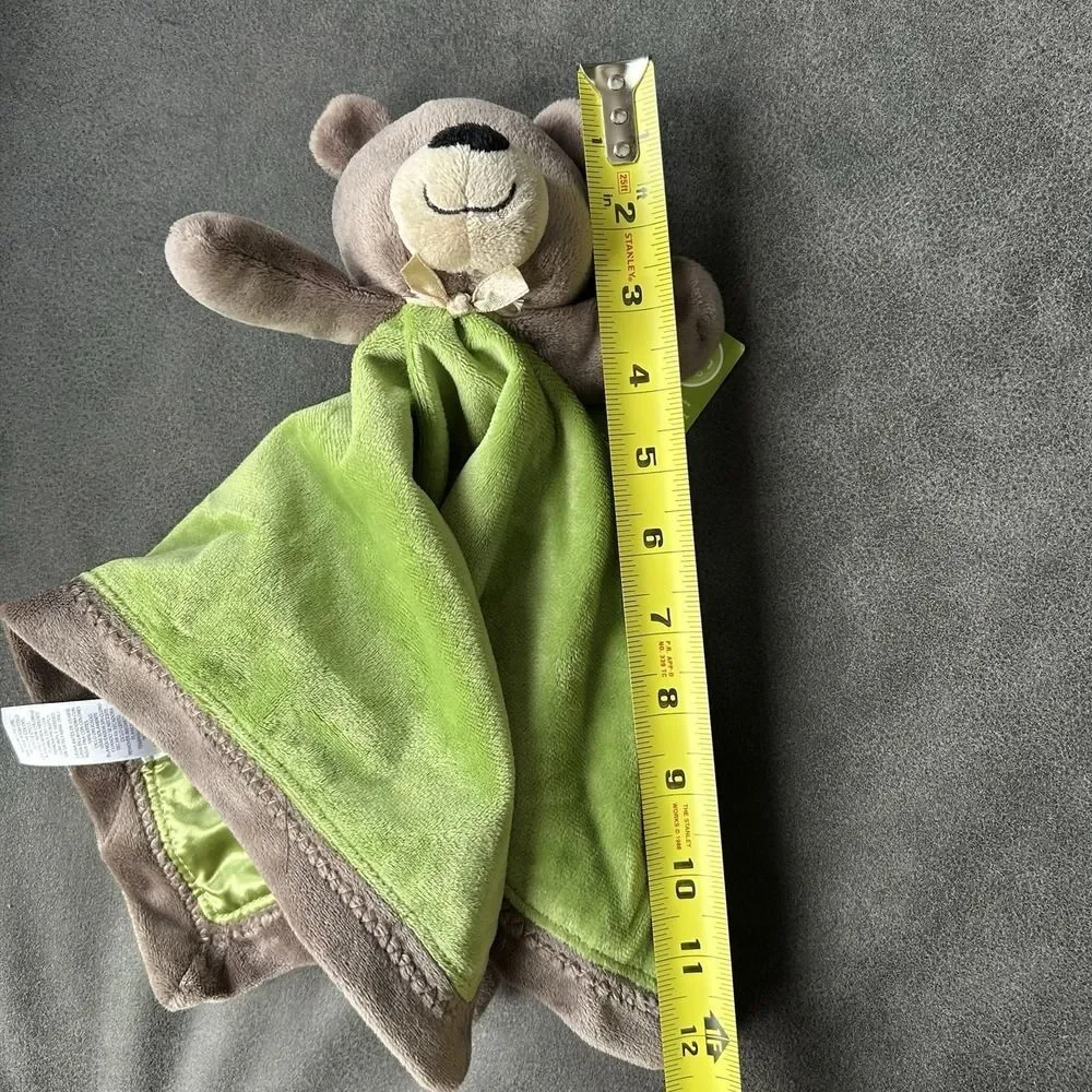 Carters Best Friends Teddy Bear Baby Lovey Security Blanket Brown Green Satin